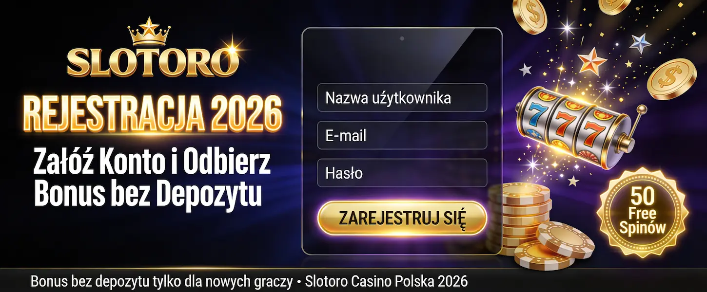 Slotoro Casino rejestracja 2026 w Polsce – załóż konto i odbierz bonus bez depozytu już dziś.
